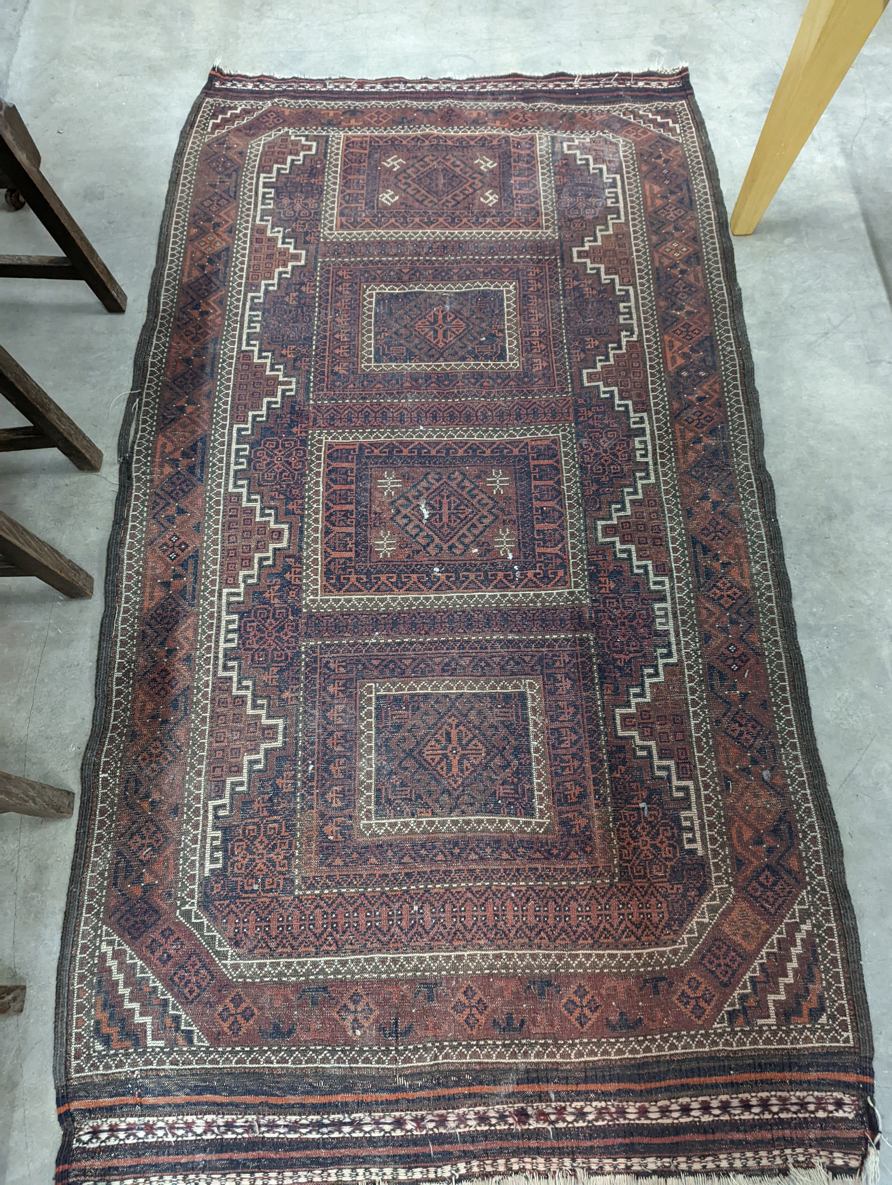 Two Belouch rugs and two prayer mats, largest 200 x 110cm